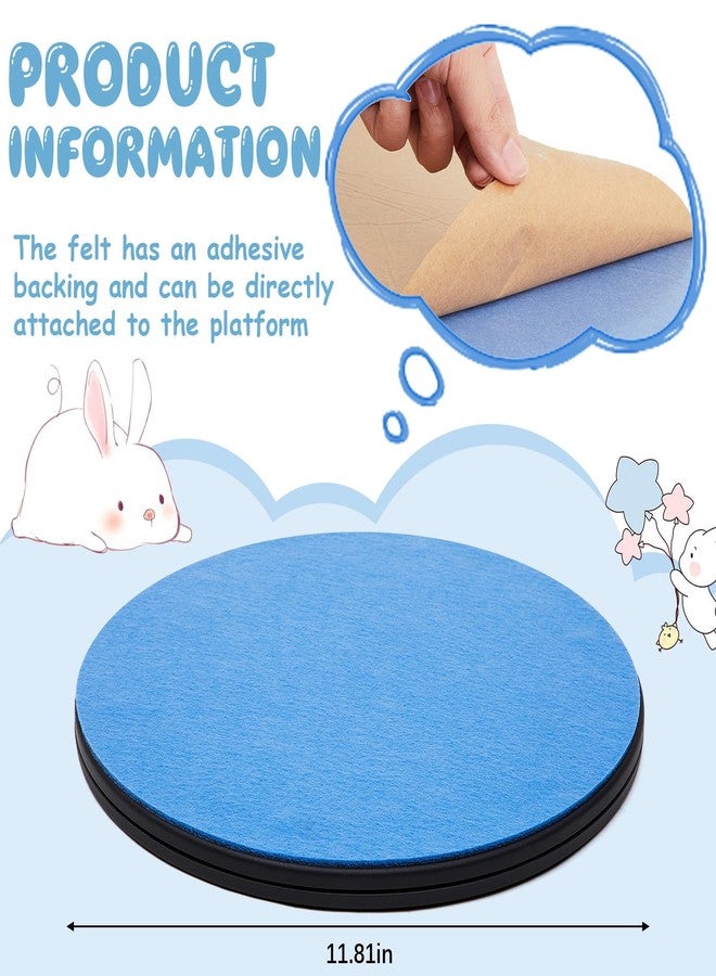 AceOrbit Rabbit Grooming Kit Pet Rotating Platform Spinning Mat Non Slip Blue Felt Bunny Groom Accessory Supply for Guinea Pigs Rat Hedgehog Gerbil Christmas Party Gifts for Rabbit Small Pets Breeder - Image 2